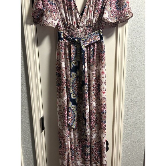 Altar'd State Maxi Dress Womens Medium Boho Floral Flutter Sleeve Festival Fairy - Picture 7 of 10
